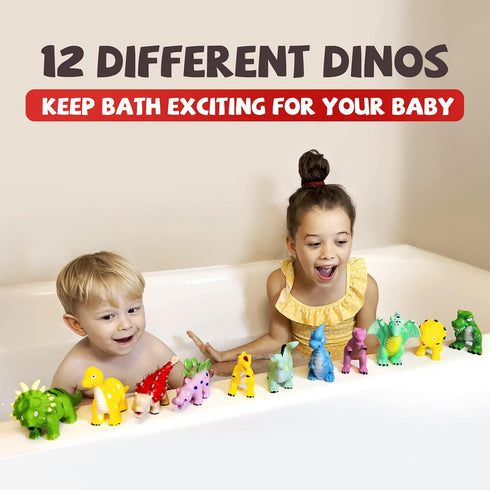 Set 12 Hely Cancy No Hole Dinosaur Bath Toys for Toddlers -