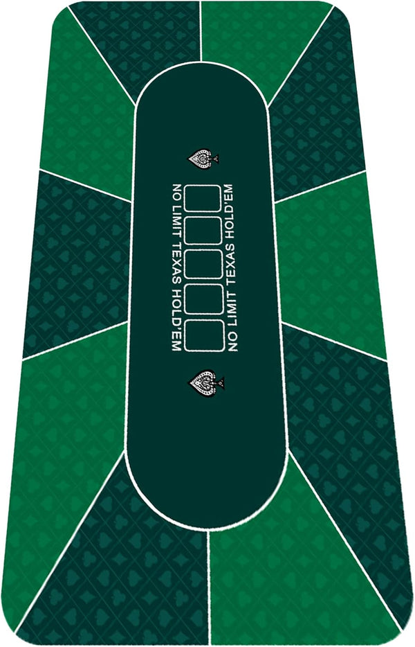 nuveti 63 x 31 Foldable Texas Poker Card Tabletop Layout - Portable Anti-Slip Rubber Mat for 8-10 Players