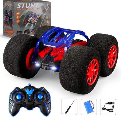 Stunt Remote Control Car with Oversized Sponge Tires, 2.4GHz Electric Race Stunt Vehicle Toy Double Sided 360° Rolling