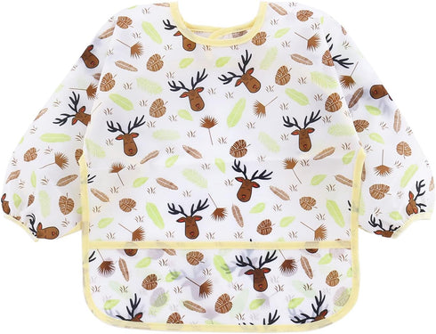 PandaEar 5 Pack Long Sleeve Bibs, Waterproof Full Bib with Sleeves for Babies 6-24 Months