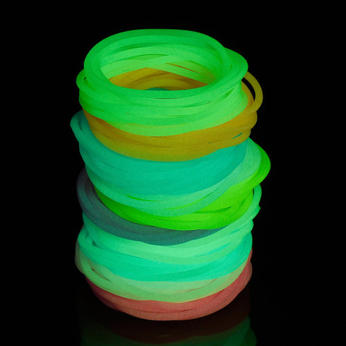 Hotop 100 Pcs 80s Multicolor Silicone Jelly Bracelets, Rainbow Glow Neon Stretchable, 80's Party Favor, Random Color