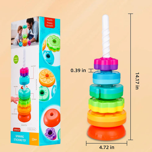 Spinning Stacking Toys for Babies 12+ Months, Montessori Ring Stacker for Toddlers, Educational Learning Toys