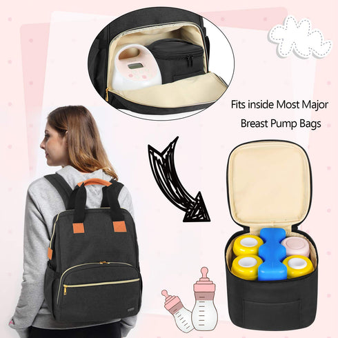 Teamoy Breastmilk Cooler Bag with Ice Pack, Baby Bottles Bag for 4 Large 5 Ounce Bottles, Black