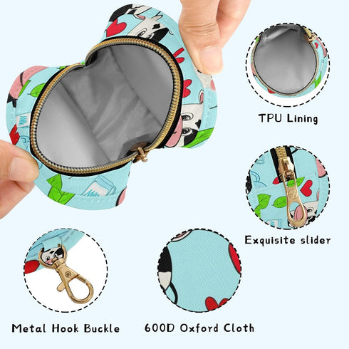 Cartoon Cows Round Pacifier Storage Case with Zipper, Portable Pacifier Case for Travel, Diaper Bag & Purse, Pacifier