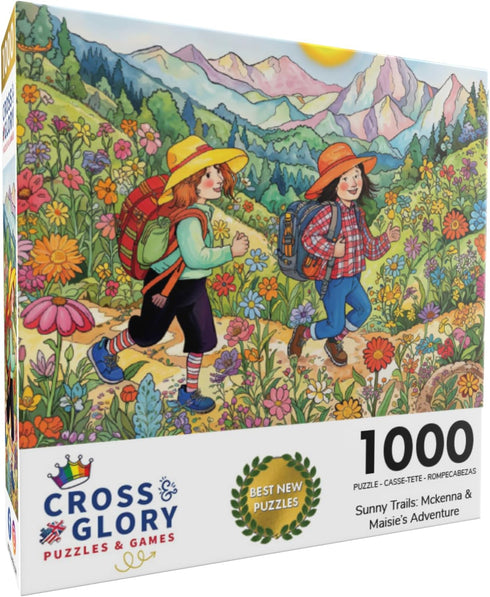 Cross & Glory 1000 Piece Jigsaw Puzzle - Sunny Trails: Mckenna & Maisie's Adventure, Eco-Friendly Family Fun