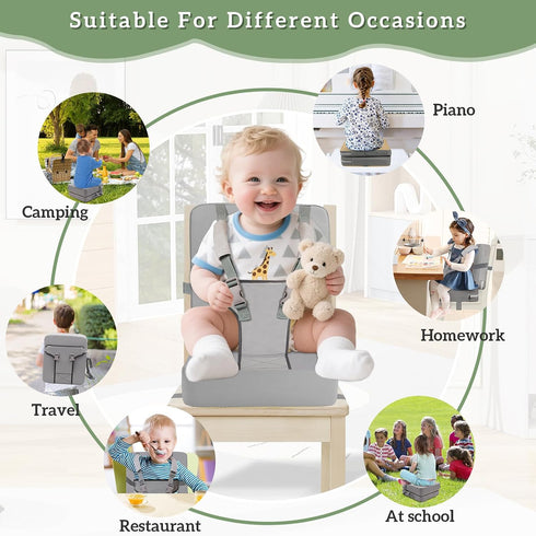 Booster Seat for Kitchen Chair, Toddler Harness Booster Seat Dining Table, Anti-Scratch Toddler Booster Seats for Table