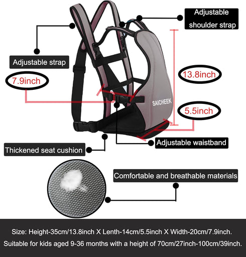 saicheek 5.6" 7.9" 13.8" Toddler Travel Suitcase Seat with Anti-Slip Rope,Ride on luggage for Kids, Size L x W x H: L x