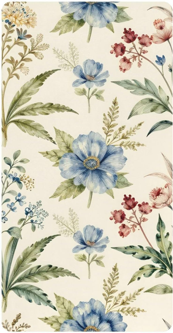 CZXW Botanical Wildflowers Crib Sheets Fitted 52" x 28" Natural Cotton Soft &