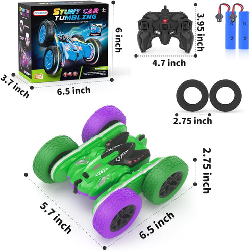 2.4Ghz, 600mAh, 4WD, 90 360 Remote Control Car, RC Cars, RC Stunt Car Toys with New Upgraded Strip Light & Headlight