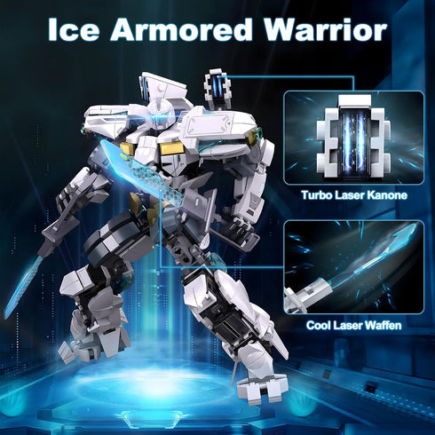 Ice Warrior Mech Building Set, City Protector Battle Model for Adults Boys 8+, Creative Action Robot Gifts (561 Pcs)