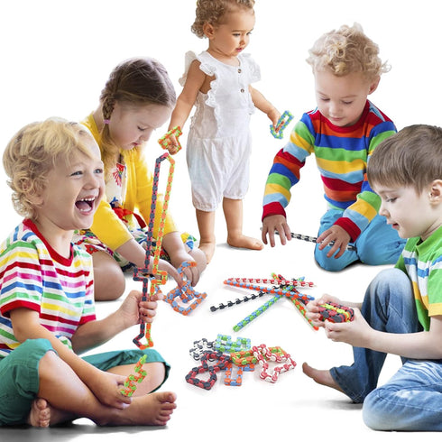 30 Pack Wacky Tracks Fidget Toys, Snap and Click Finger Sensory Toys, 24 Links Snake Puzzles for Stress Relief