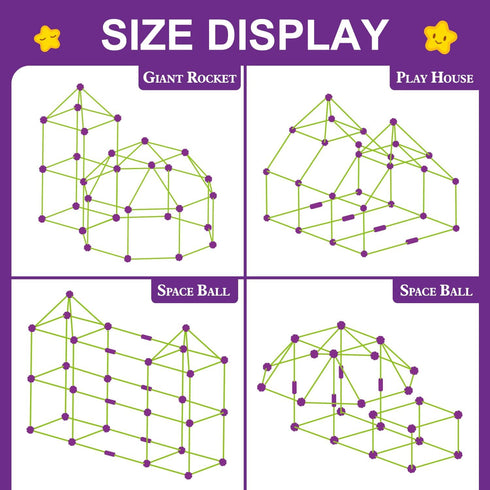 Fort Building Kit for Kids, STEM Construction Toys, Educational Gift for Boys and Girls Age 3-12, 140 Pcs, Purple