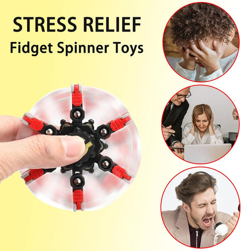 4 Pack Transformable Fidget Spinner Toys Set, Sensory Fidget Toys for Stress Relief and Anti-Anxiety, Gift for Kids and