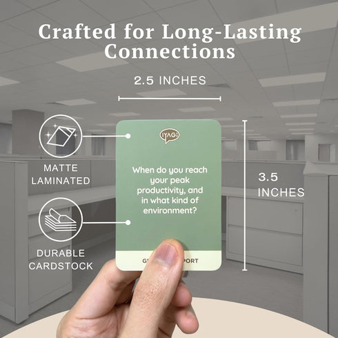 Iyagi 150 1:1 Conversation Cards for Coworkers & Team Managers - Thought-Provoking Questions for Meetings, Team
