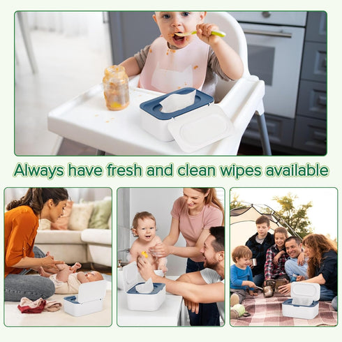 Baby Wipes Dispenser, Wipes Case Holder Keeps Wipes Fresh, Non-Slip Easy Open & Close (Blue)