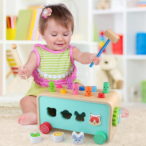 LAAVII Hammer 2 3 4 Montessori Baby Pounding Toy for Toddlers Boys Girls Years Old, Educational Learning Toy Xylophone