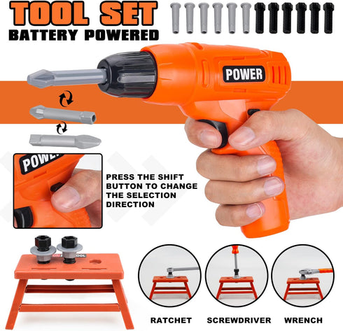 Set 4-6 Set TOY Life Kids Tool for Boy Ages with Belt, Toddler Tool with Drill, Kids Construction Toys, Learning Kit