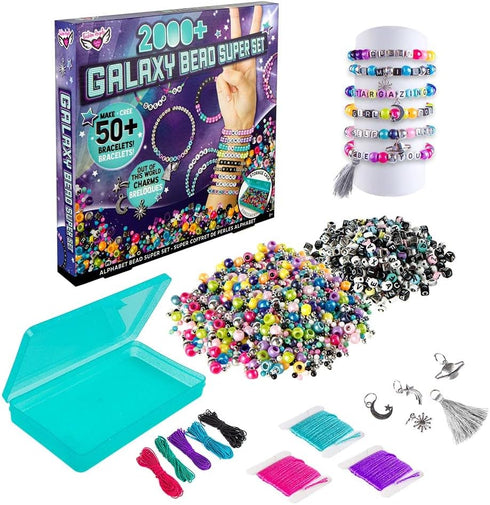 Fashion Angels Galaxy Bead Super Set (12679), 2,000+ Beads with Keeper Case, Makes 50+ Bracelets and Charms