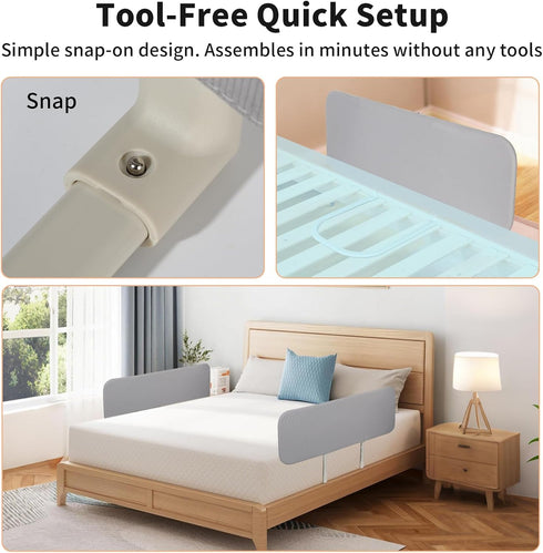 PlentiVive 48" Travel Bed Rails for Toddlers with Motion Sensor Light, Foldable Toddler Bed Rail Extra Long Safety
