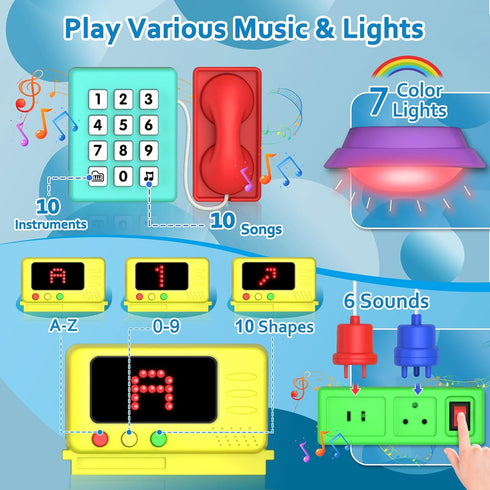 Toddler Musical Montessori Busy Board for 1-2 Year Old Boys, Early Educational Toy for 12-18 Month Age, Birthday Gift