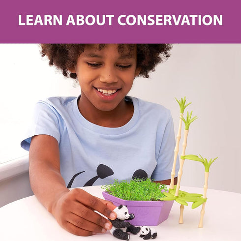 Wild Scenes Pandas' Bamboo Forest - Grow & Play Kit, Environmentally Friendly Wildlife Conservation Toy for Kids.