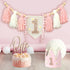 1st Daisy Highchair Wood Bead Tassel Garland Crown Hat Wooden Cake Topper Birthday Baby Shower Decorations