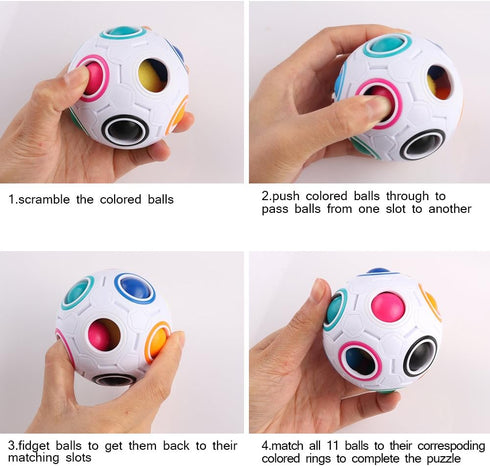 Coogam Rainbow Puzzle Ball with Pouch, Color-Matching Puzzle Game Toy for Kids and Adults