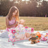 Toy Baby Doll Crib for 18'' Dolls, Cute Pink Heart Designed Baby Doll Bed with Carry Bag, Doll Furniture for Girls
