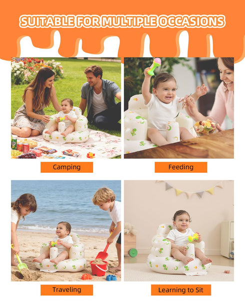 3-36 AGITVPS Upgrade Inflatable Baby Seat with Tray for Babies Months, Built in Air Pump Bumbo Seat with Tray, Baby