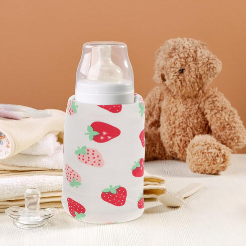 FRCOLOR USB Portable Milk Bottle Warmer Bag with Cloth Insulation Travel-Friendly Bottle Heating Sleeve USB Charging
