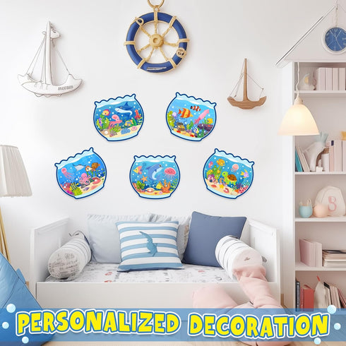 AMCEMIC Summer Summer Set (12Set) Craft Kits for Kids Make A Ocean Animals Worlds Stickers Scene, Craft Under The Sea