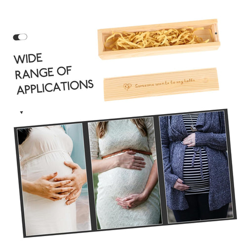 Wooden Pregnancy Test Keepsake Box with Lid Rustic Footprint Design Female Pregnancy Announcement Case Multipurpose