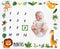 Baby Monthly Milestone Blanket Boy, Jungle Animals Newborn Month Blanket for Personalized Safari Nursery Decor