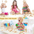 Zhanmai 2 Sets of 120 Pcs Wooden Building Blocks, Educational Natural Wood Toys for Kids, Different Sized Sets for Boys