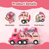 2 3 7-in-1 2-4, Toddler Girl Truck Toys for Year Old Girl Birthday Gifts, Pink Princess Car Transport Carrier Trucks