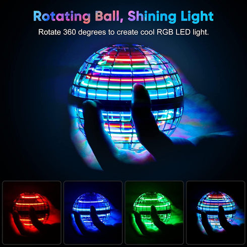Flying Orb Ball Toys, 2023 Hover Ball, Hand Controlled Boomerang Galaxy iFly Spinner Ball, Mini Drone for Kids Blue