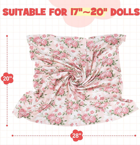 Set 3-Piece 17-20 inch Aori Reborn Baby Doll Accessories Clothes Newborn Receiving Blanket with Headband and Hat Baby