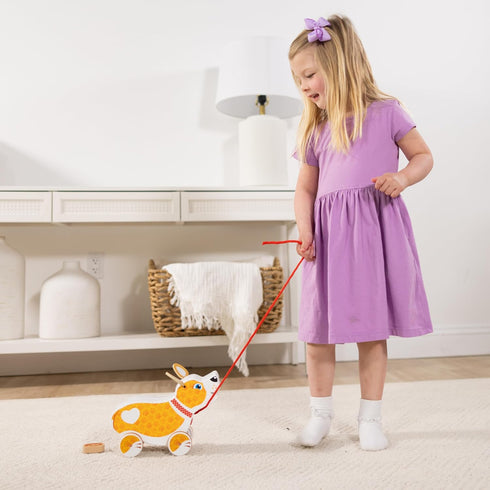Set 3+ Melissa & Doug Feed, Walk & Poo Pup Wooden Preschool Pull Toy Play Ages - FSC Certified