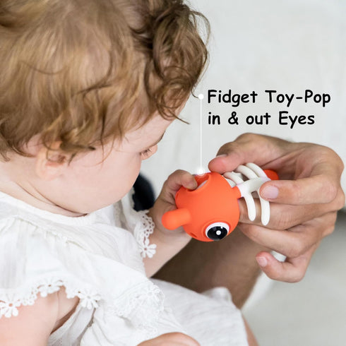 Mombella Clownfish Baby Teether Toys, Safe Soft Silicone Infant Teethers with Clip for Babies 0-12 Months, Fun Gift