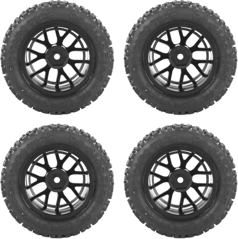 Alomejor 4 Pack RC Truck Tires, Universal Rubber Wheels for 1/14, 1/16 and 1/18 Scale