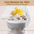 Goodpick Small Woven Storage Basket with Handles, Cotton Rope Baskets for Gifts, Dog Toys, Diapers, Gray, 12" x 8" x 5"