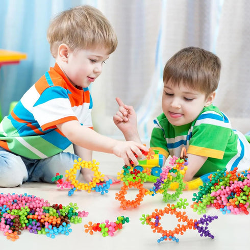 300pcs Building Block Kids STEM Toys - Educational Interlocking Solid Plastic Discs Sets for Preschool Kids Aged 3+