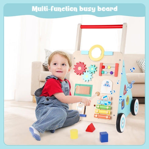 Asweets Wooden Baby Walker Push and Pull Learning Activity Walker Kids Activity Toy Multiple Activities Center Develops