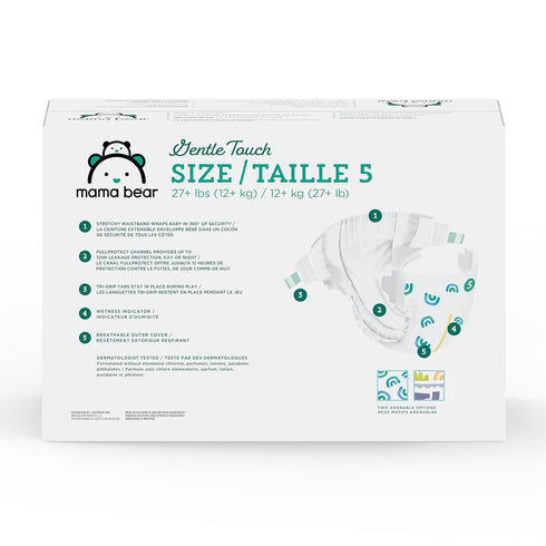 5, 132 Count (4 packs 33) Amazon Brand - Mama Bear Gentle Touch Diapers, Size