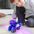 Transforming Dinosaur LED Car Toy, 2 in 1 Automatic Dino Transformer, Kids Ages 3-12, Blue, with Lamps