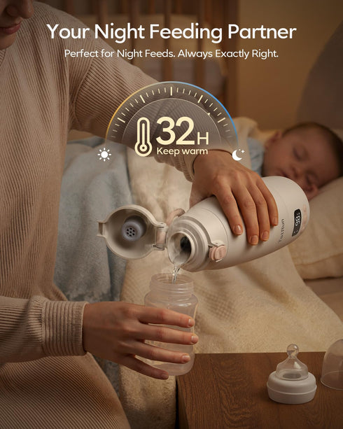 (98212F), 17.5oz 32H TotRun Portable Bottle Warmer for Travel & Night, Cordless Baby Milk Warmer Cup, Portable Milk