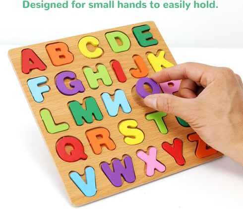 3-5, Pack 3 3 4 5 Alphabet Wooden Puzzles for Toddlers of ABC, Number and Shape Puzzle, Preschool Educational Learning