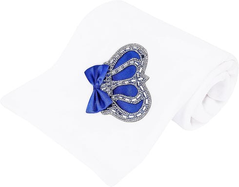 Lilax Baby Boy Newborn Crown Jewels Swaddle Receiving Blanket Royal Blue