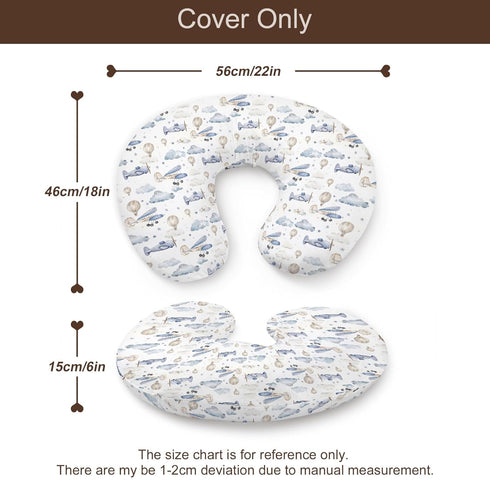 KuphiL10C Plane Cloud Star Pattern Nursing Pillow Cover, Unisex Hot Air Balloon Transportation Theme Removable