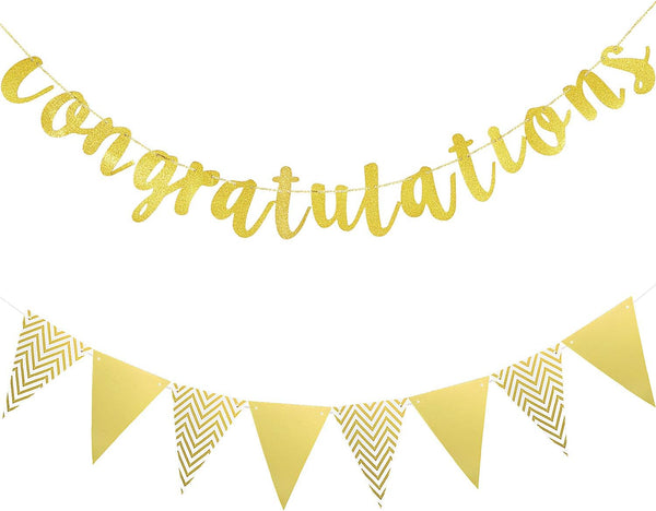 Boao Glitter Congratulations Banner, 10 ft Congrats Garland for Graduation, Wedding, Retirement, Baby Shower, Birthday